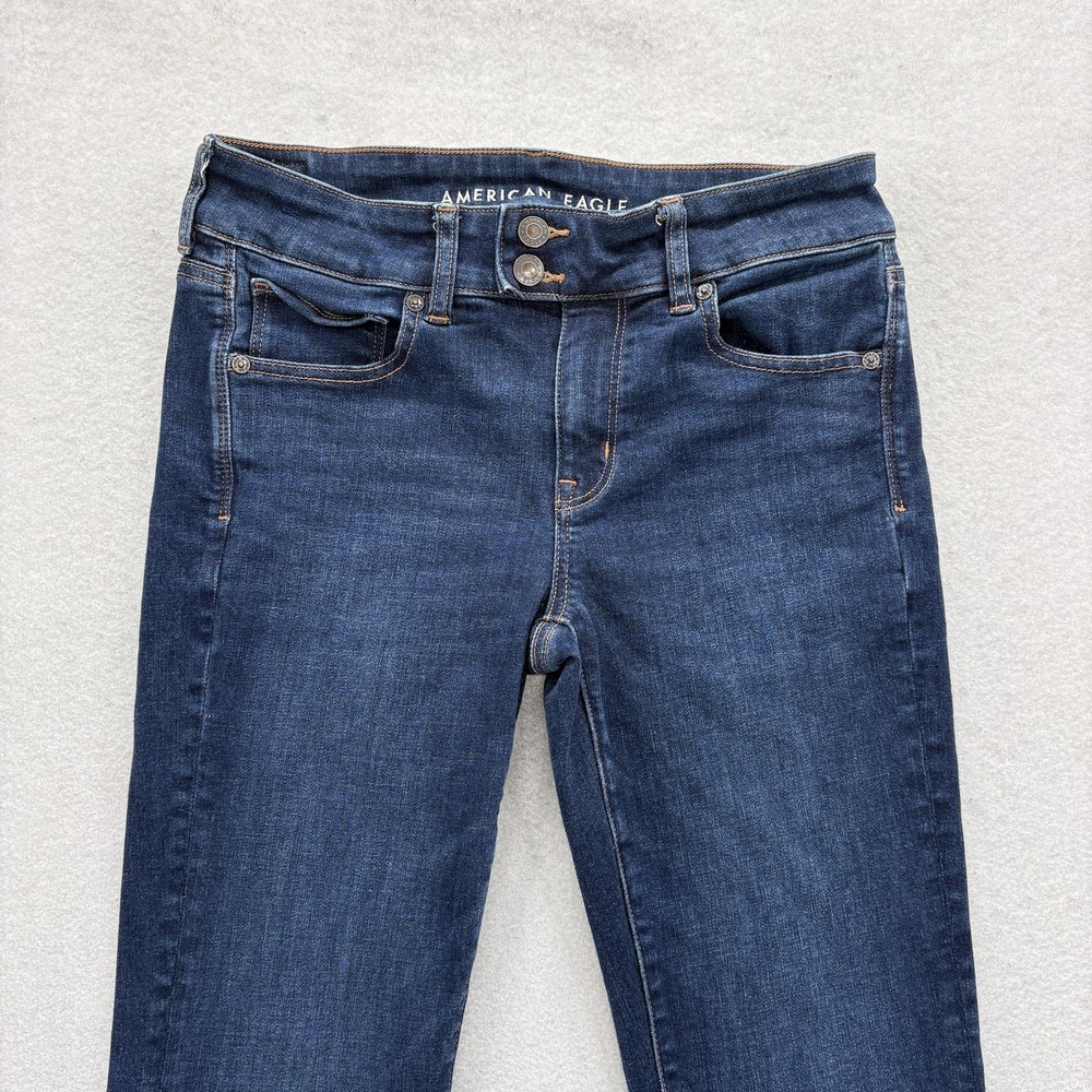 American Eagle Kick Boot Jeans Womens 8 Blue Medium Wash Mid Rise Stretch Denim - Picture 2 of 12